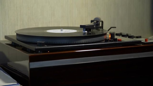 Retro Turntable Playing Vinyl Record