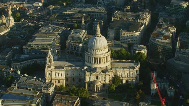 Aerial sunrise view St Pauls Cathedral London England