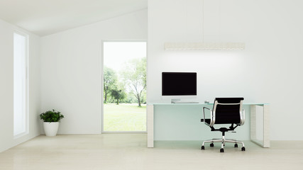 Relax space interior 3D rendering in hotel - minimal style	