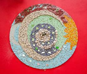 Colorful mandala with ceramic pieces