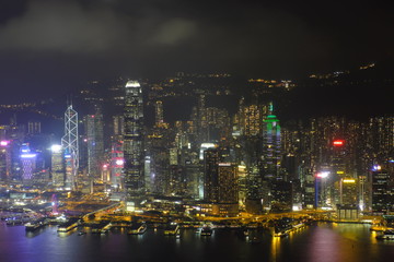 香港島の俯瞰夜景