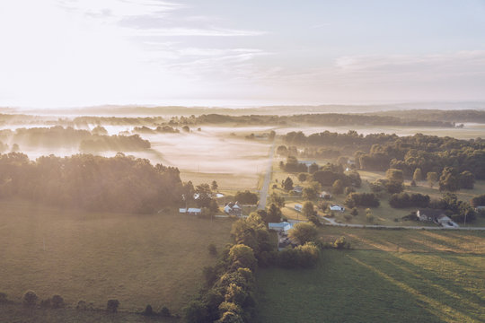 Indiana Fields In Fog