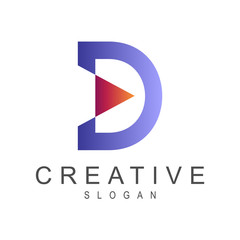 play letter d logo, letter d with arrow