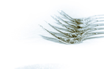 Set of forks isolated on white background