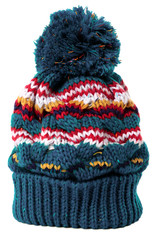 Bobble ski knit hat isolated white background