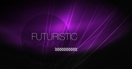 Digital technology abstract background - neon geometric design. Abstract glowing lines. Colorful techno background. Futuristic shape.