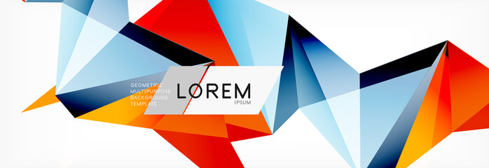 Triangle 3d polygonal art style. Future geometric design. Vector geometry futuristic illustration