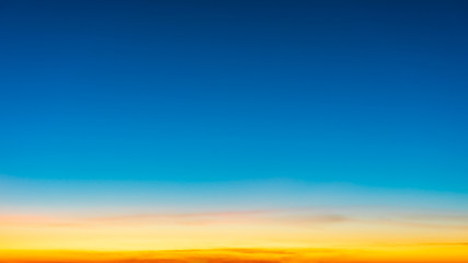 Sunrise in the sky with blue and orange natural background.