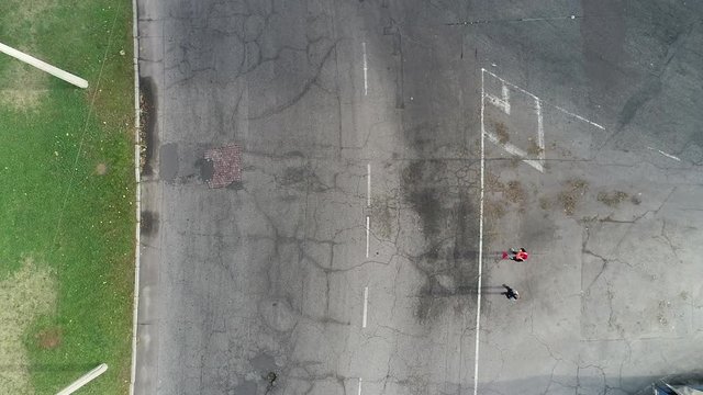 Shooting running along the road athletes in the half marathon in Zaporizhia from top to bottom 5