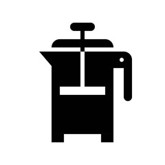 French press vector, coffee related solid style