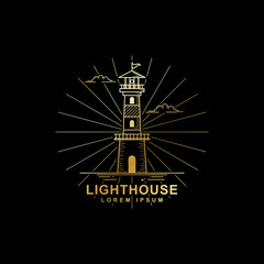 Vector design of lighthouse golden color