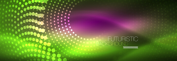 Green neon dotted circles background