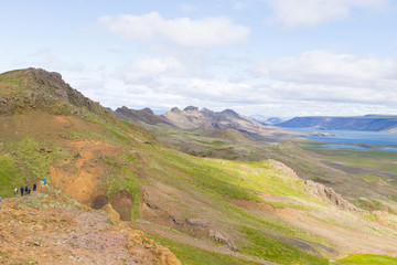 Seltun area aerial landscape, south Iceland panorama.