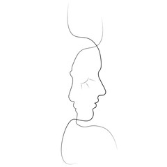 Abstract face one line