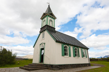 Fototapeta na wymiar Thingvellier church at Thingvellir National Park, Iceland