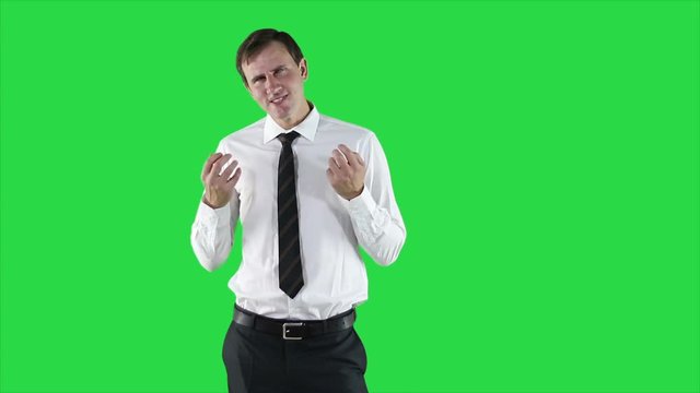 Business man is in a bad mood. Emotions are running.