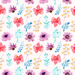 colorful watercolor flower seamless pattern