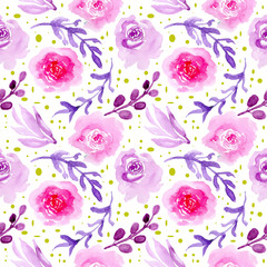 Floral watercolor seamless pattern purple