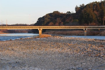 A bridge over the Kuma River near Hitoyoshi Castle in Japan