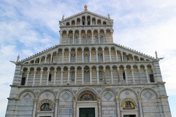 Fototapeta na wymiar Facade of Pisa cathedral closeup view, Tuscany, Italy