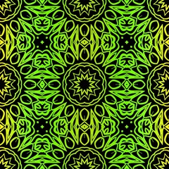 Green color seamless floral lace ornament. Vector illustration. Design for layout, page, background