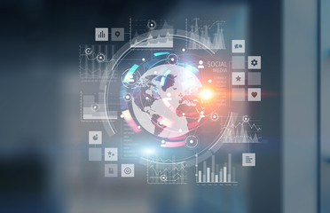 Technology and hud concept. Mixed media