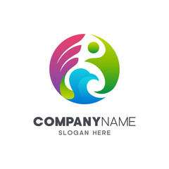 eagle + people vector logo