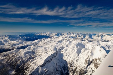 Triglav in Julian Alps in winter, aerial landscape
