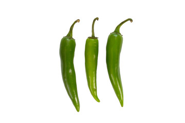 Green chili pepper isolated on a white background