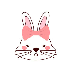 PriVector cute cartoon bunny with bow. Vector illustration.nt