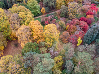 Stunning aerial drone landscape image of stunning colorful vibrant Autumn Fall English countryside landscape