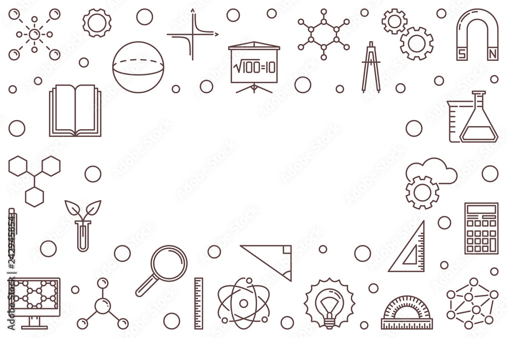 Poster stem vector horizontal frame with place for your text. science, technology, engineering and math vec