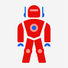 Flat robot toy pixel perfect vector icon
