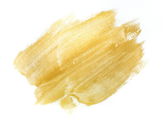 golden watercolor stain on white background