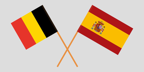Spain and Belgium. The Spanish and Belgian flags. Official proportion. Correct colors. Vector