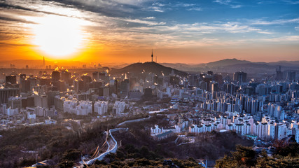Sunrise at seoul city south Korea 