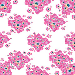 Watercolor illustration of pink flowers.