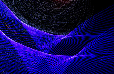 Blue lights in motion at night as an abstract background