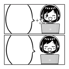 マンガ　セリフ　PC　女性