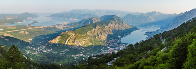 Fototapeta na wymiar Bay of Kotor summer morning view, Montenegro