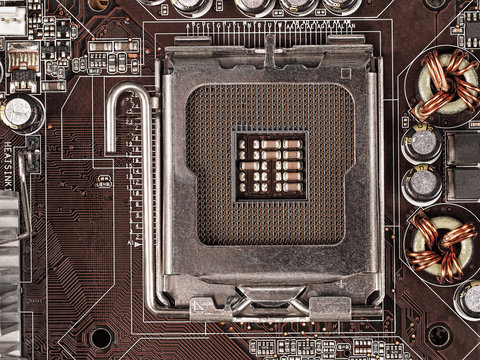  Computer CPU socket. electronics