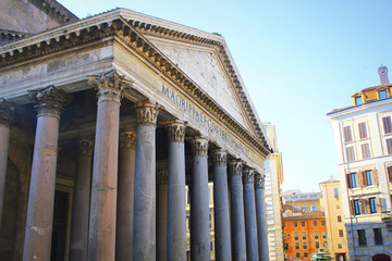 Fototapeta na wymiar Famous Pantheon monument in Rome, Latium, Italy