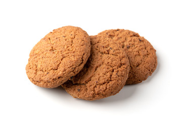 Oatmeal cookies isolated on white background.