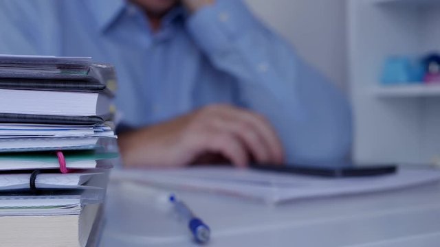 Impatiently Businessman Make Restless Gestures with Hand on the Desk Surface