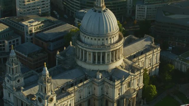 Aerial view St Pauls Cathedral at sunrise London