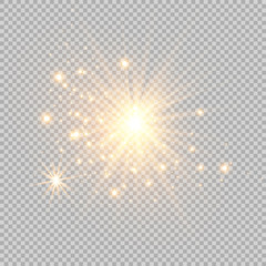 Vector illustration of abstract flare light rays. A set of stars, light and radiance, rays and brightness.
