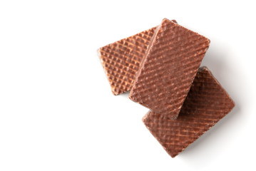 Wafer chocolate candy isolated on white background.