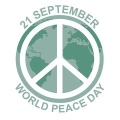  international day of peace. concept illustration with hippie sign 