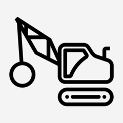 Outline wrecking ball pixel perfect vector icon