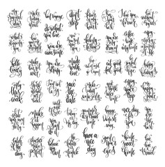 set of 50 hand lettering inscription text, motivation and inspir